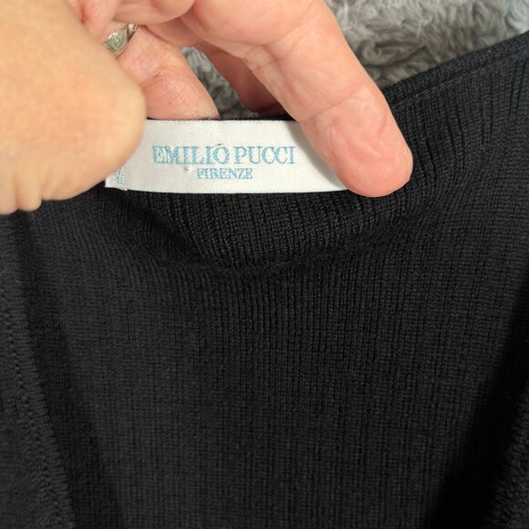 Emilio Pucci Black Virgin Wool Pullover Top Size 12 - Picture 9 of 11